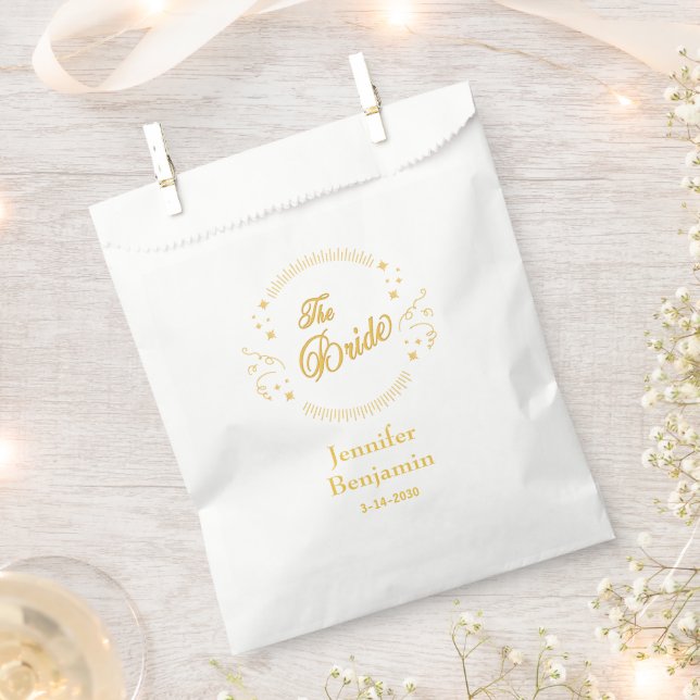 Bride Gold Wedding Elegant Classic Personalize Favor Bag (Clipped)