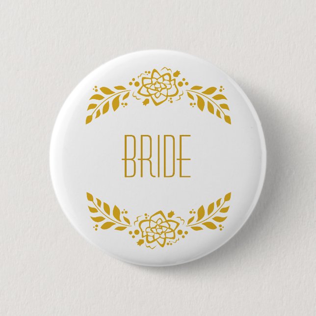 Bride Gold Wreath Button (Front)