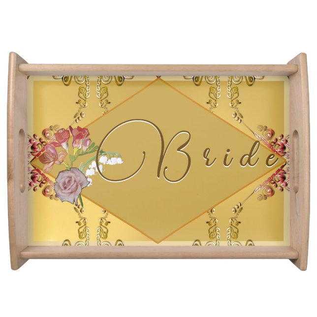 Bride Golden Floral serving tray (Front)