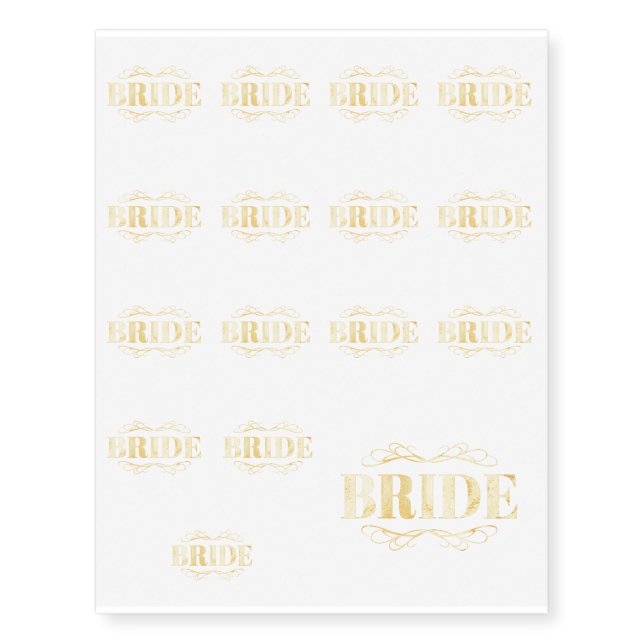 Bride Golden Scroll Temporary Tattoos (Front)