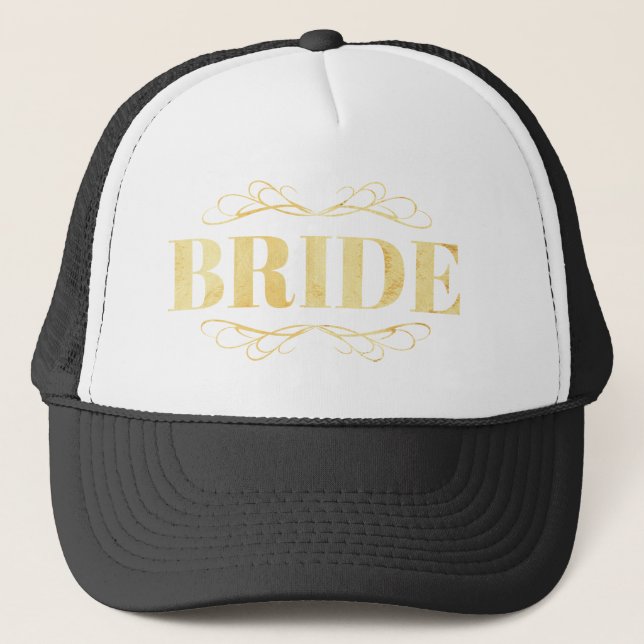 Bride Golden Scroll Trucker Hat (Front)