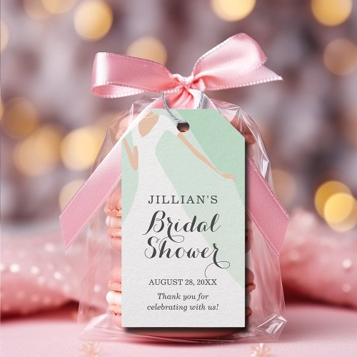 Bride Gown Bridal Shower Mint Green Thank You Gift Tags