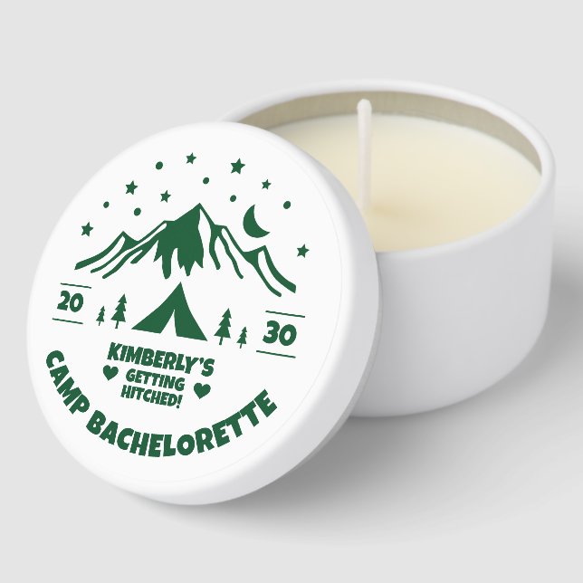 Bride Green Camp Bachelorette Party Mini Candle Favors (Corner)