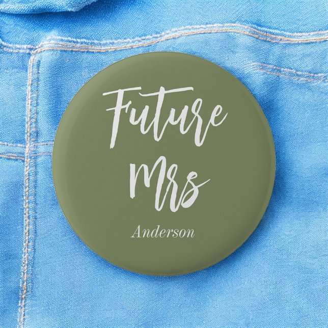 Bride Green White Future Mrs Wedding Button (Creator Uploaded)