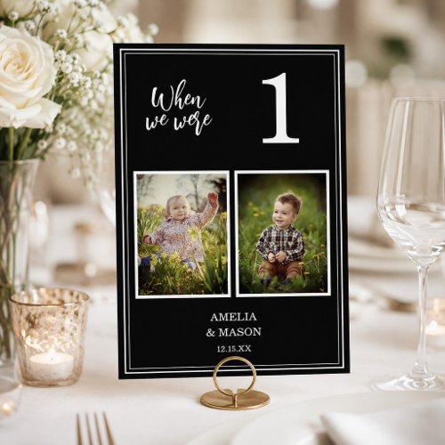Bride & Groom Age Photo Wedding Table Number Card