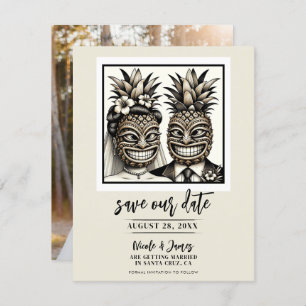 Bride & Groom Aloha Pineapple Tiki Save the Date Invitation