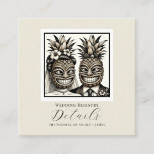 Bride & Groom Aloha Pineapple Tiki Wedding Details Square Business Card