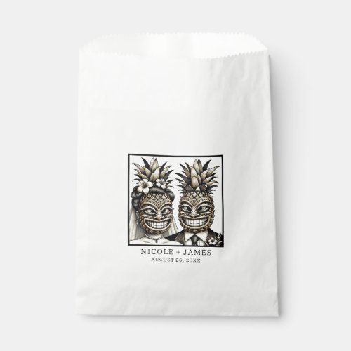 Bride  Groom Aloha Pineapple Tiki Wedding  Favor Bag