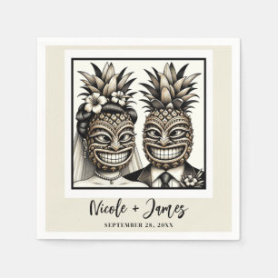 Bride & Groom Aloha Pineapple Tiki Wedding Napkins