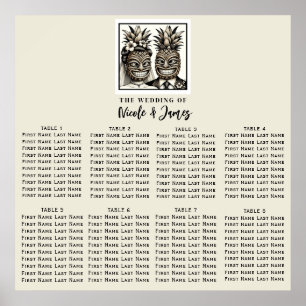 Bride & Groom Aloha Pineapple Tiki Wedding Seat Poster