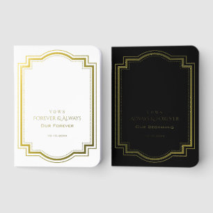 Bride Groom Art Deco Paired Vows Wedding Foil Vow Books