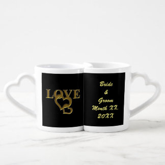 Bride Groom Black Bkgrd Love Heart Lovers Mugs