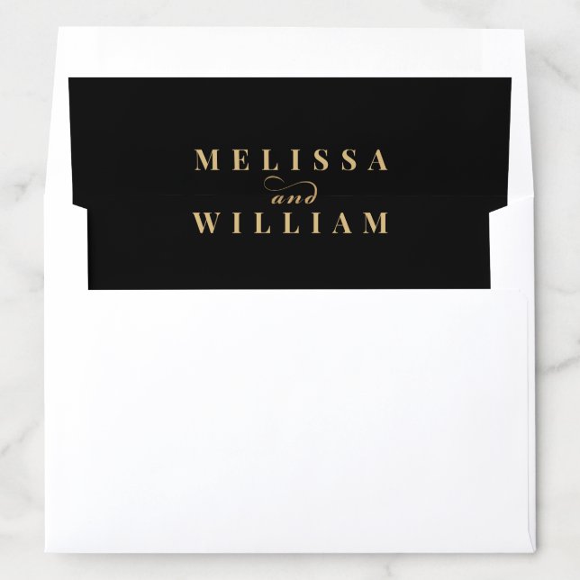 Bride & Groom Black Gold Envelope Liner (In Envelope)