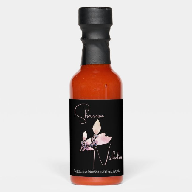 Bride & Groom Black Label Favor Bottle Hot Sauces (Front)