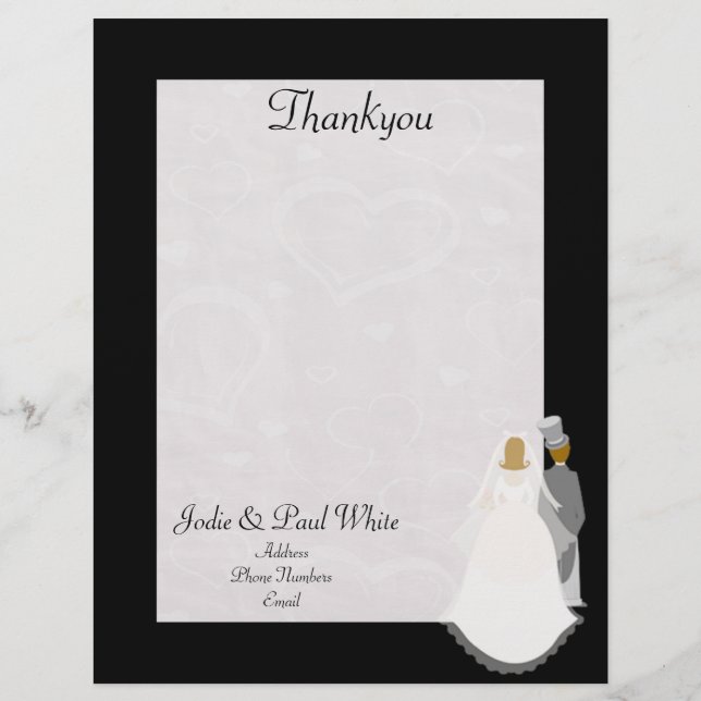 Bride & Groom - Black - Thankyou Letterhead (Front)