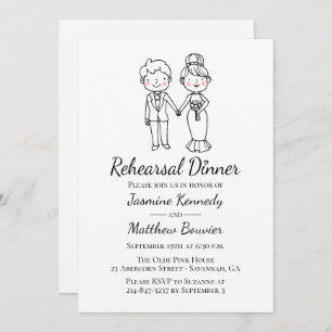 Bride Groom Black Wedding Rehearsal Dinner Invitation