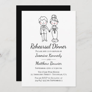 Bride Groom Black Wedding Rehearsal Dinner Invitation