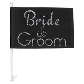 Bride & Groom Bling Design Car Flag by ComicDaisy at Zazzle