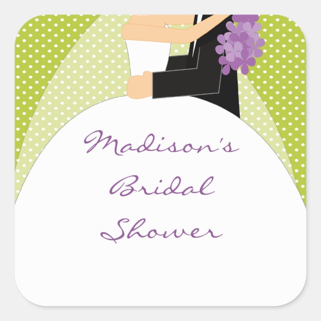 Bride & Groom Bridal Shower Heart Sticker (Front)