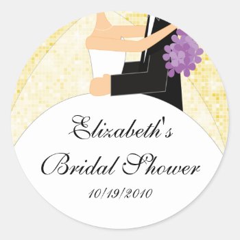 Bride Groom Bridal Shower Sticker Yellow by celebrateitweddings at Zazzle