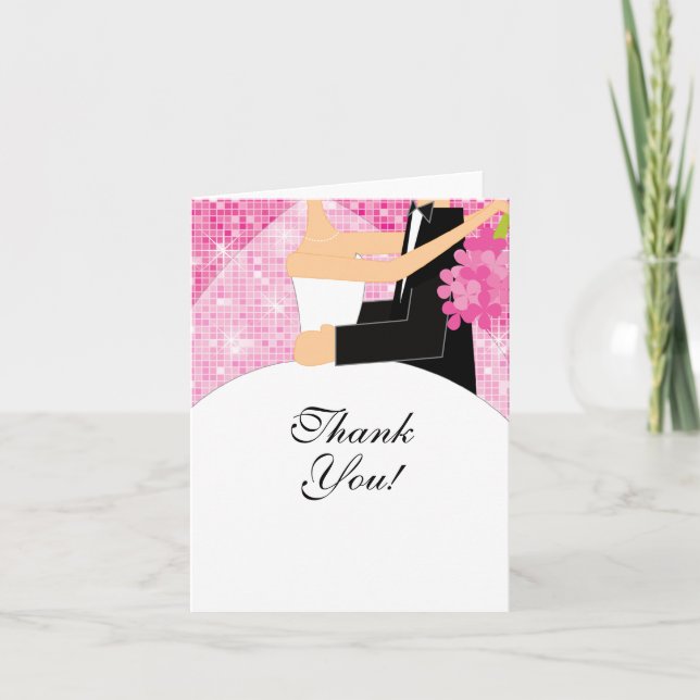 Bride Groom Bridal Shower Thank You Note Card (Front)