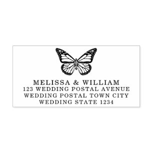 Bride & Groom Butterfly Wedding Return Address Self-inking Stamp