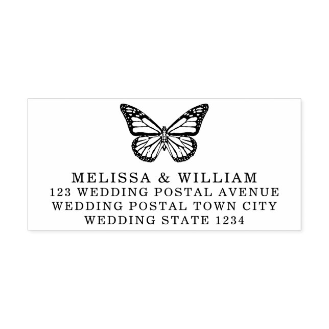 Bride & Groom Butterfly Wedding Return Address Self-inking Stamp (Design)