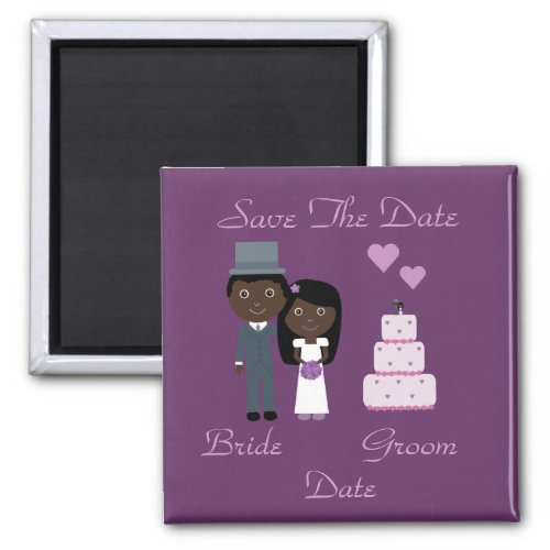 Bride  Groom  Cake Ethnic Save The Date Wedding Magnet