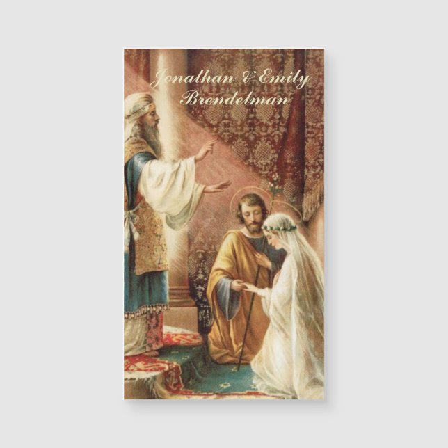 Bride Groom Catholic Wedding Favors Magnetic Cards (Front)