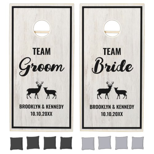 Bride Groom Couple Newlywed Mr And Mrs Deer Wooden Cornhole Set