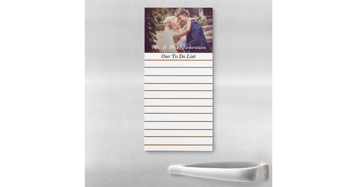 Bride Groom Couple Photo Modern Personalize Magnetic Notepad | Zazzle