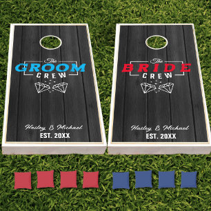 Bride Groom Crew Bachelor Bachelorette Party Cornhole Set