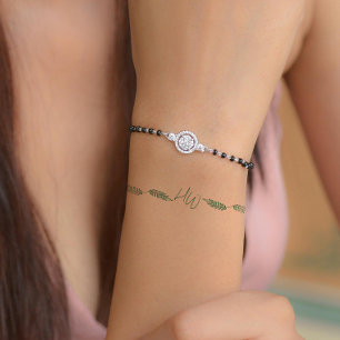 Bride & Groom Custom Initial Woodland Forest Wrist Temporary Tattoos