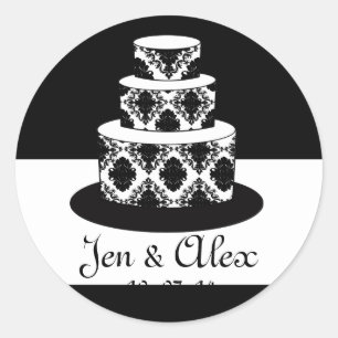 Bride Groom Damask Cake Wedding Favor Label