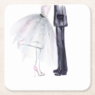 Bride & Groom Dance Watercolor coaster