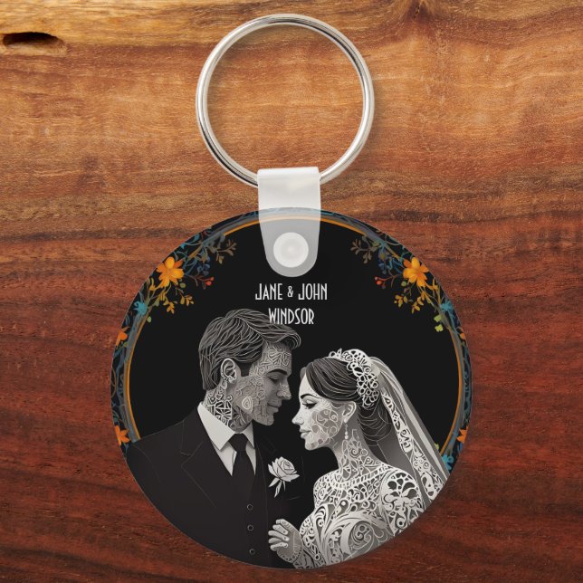 Bride & Groom delicate classic  Keychain (Front)