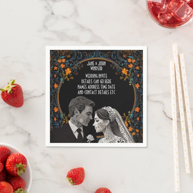 Bride & Groom delicate classic  Napkins (Insitu)