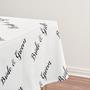 Bride Groom Diagonal Typography   Tablecloth