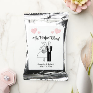 Bride & Groom Doodle Sketch Wedding Favor Ground Coffee Drink Mix
