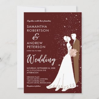 Bride & Groom Elegant Brown4 Sparkle Star Wedding 