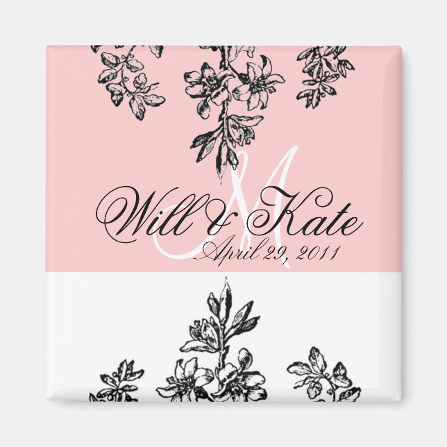 Bride & Groom Elegant Monogram Magnet (Front)