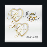 Bride & Groom Elegant White Wedding Keepsake Magne Magnet<br><div class="desc">Wedding Day Favor Magnets. A Wedding Day Keepsake from the Bride and Groom ready to personalize. If need be... you can delete all text and start fresh with your own text, color and font choices with the Zazzle design tool area. ✔Note: Not all template areas need changed. 📌If you need...</div>