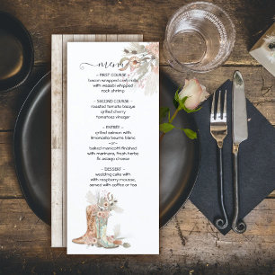 Bride & Groom Floral Boots Cowboy Western Menu