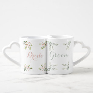 Bride Groom Floral Botanical Coffee Mug Set
