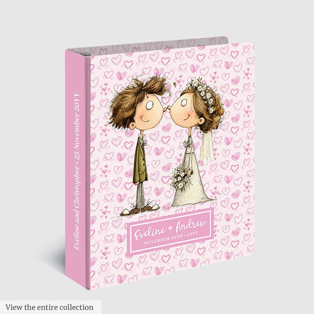 Bride Groom Funny Cartoon Wedding Album Custom Nam 3 Ring Binder (Bride Groom Funny Cartoon Wedding Album Custom Name)