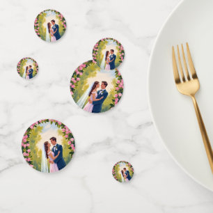 Bride & Groom Garden Arch   Floral Wedding Painted Confetti
