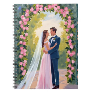 Bride & Groom Garden Arch   Floral Wedding Painted Notebook