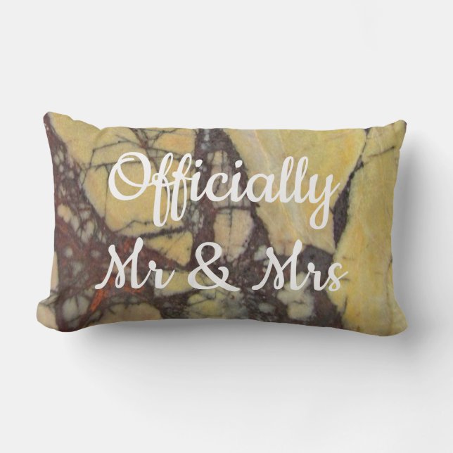 Bride Groom Gemstone Yellow Red Marble Keepsake Lumbar Pillow (Front)