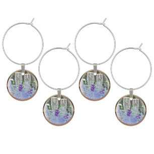 Bride & Groom Glasses Copper Border 4 Wine Charm