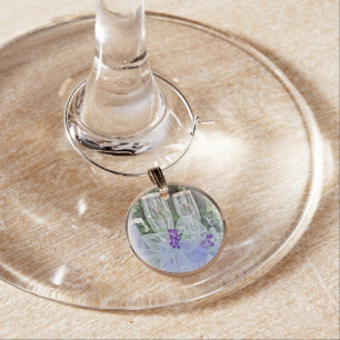 Bride & Groom Glasses Copper Border Wine Charm